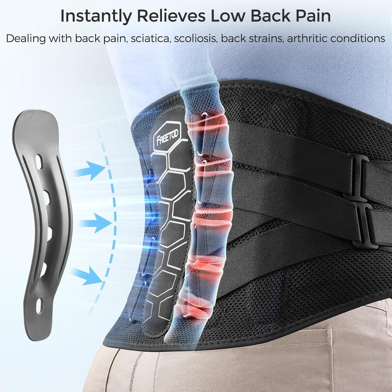 FREETOO Back Brace for Lower Back Pain Relief with Pulley System,Lumbar Support Belt for Men & Women with Lumbar Pad, Ergonomic Design and Soft Breathable 3D Knit Material,for Herniated Disc,Sciatica - Image 2